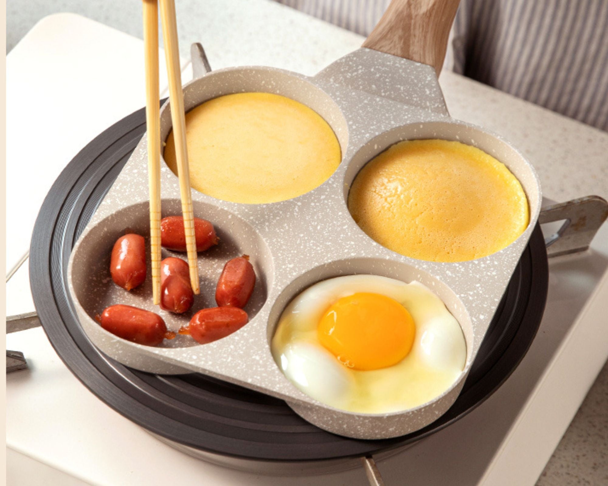 Polix - Padella beige a 4 stampi (+ 2 utensili GRATUITI)