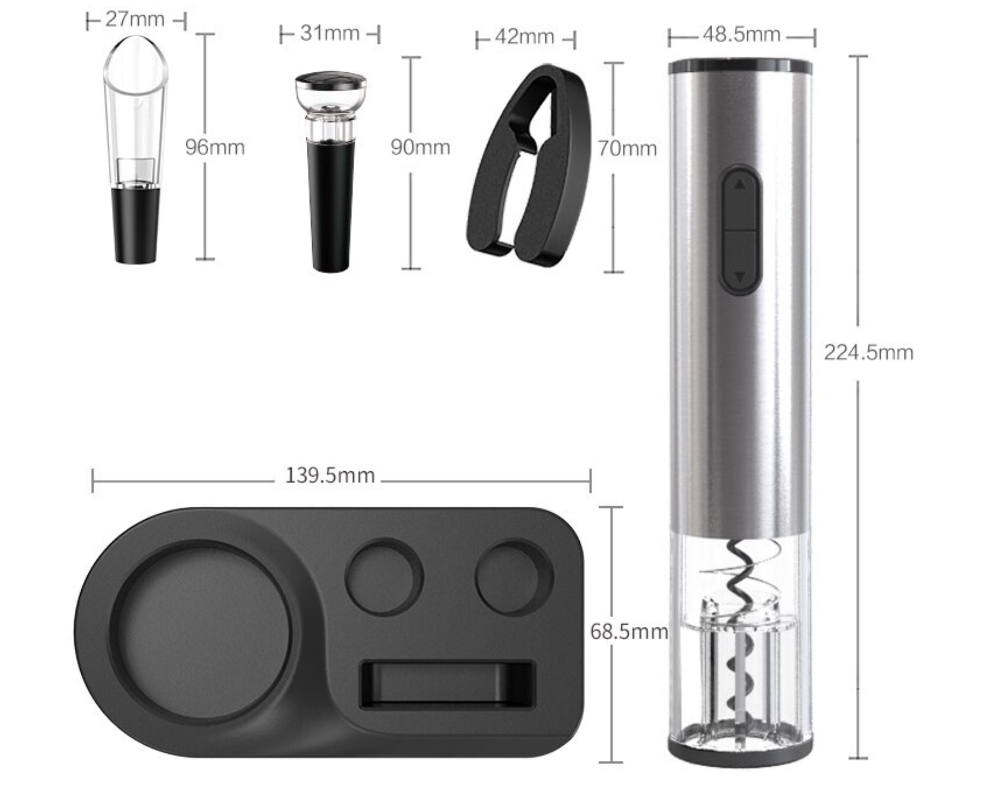 Vinix - Cavatappi Elettrico per Vino (+4 accessori GRATUITI)